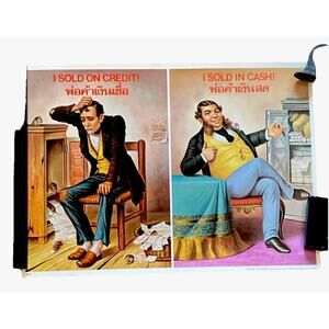 VTG I sold on Credit I Sold in Cash Thai & English Poster Shifty Loan Regretful